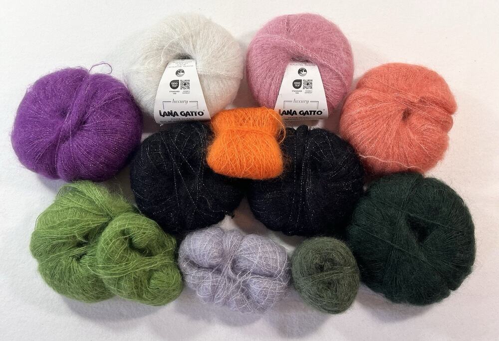 Lot Of Lana Gatto Silk Mohair Lux Yarn, Various Colors, Full & Partial Balls